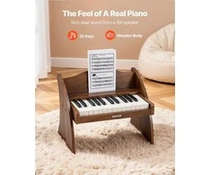 Vaikiška medinė pianino klaviatūra, edukacinis muzikinis žaislas, 25 klavišai riešutmedžio, vaikiškas medinis pianinas, mini skaitmeninis pianinas vaikams