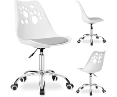 Vaikiška reguliuojamo aukščio, besisukanti kėdė su ratukais, balta/pilka, ergonomiška, prie rašomojo stalo, mokyklinė