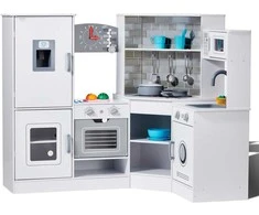 Vaikiškas virtuvės žaidimų rinkinys, baltas, 24 priedai, žaislinė virtuvėlė