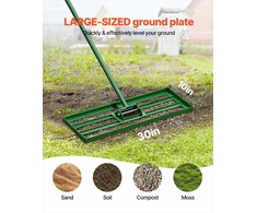 Vejos lyginimo grėblys sodui ir golfui, tvirta plieninė plokštė, pailginta rankena, 76.2 × 25.4 cm vejos lygintuvas, sodo dirvos lyginimo įrankis