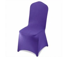 Violetiniai kėdžių užvalkalai vestuvėms ir renginiams, elastiniai spandekso banketiniai užvalkalai, pilnai kojas dengiantis dizainas, daugkartinio naudojimo kėdžių apsaugos vakarėliams