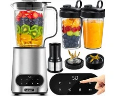 Vitalio Automatinis trintuvas 2.4L 2200W kokteiliams ir sultims, titano ašmenys, tritano ąsotis, nerūdijančio plieno korpusas, didelės galios blenderis, 2.4 litrų virtuvinis kombainas