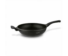 Wok keptuvė marmuro stiliaus indukcinei viryklei, 30 cm neprisvylanti akmens danga, sveikas kepimas su mažai riebalų, 4.5 l talpa, gili azijietiška keptuvė nepridegančiu paviršiumi