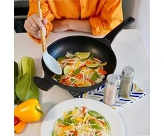 Wok keptuvė marmuro stiliaus indukcinei viryklei, 30 cm neprisvylanti akmens danga, sveikas kepimas su mažai riebalų, 4.5 l talpa, gili azijietiška keptuvė nepridegančiu paviršiumi