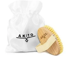 Masažo šepetys, sausas kūno šepetys – buko mediena + agavos pluoštas „Akito”