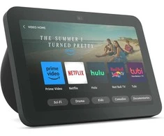 Planšetė Amazon – „Echo Show 8“ (3 kartos) – išmanusis HD jutiklinis ekranas su 3D garsu, išmaniųjų namų centru ir „Alexa“ – juodas