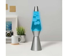 iTotal - Lava Lamp 36 cm - Sidabrinis Base, Mėlyna Liquid and Baltas Wax (XL1764)