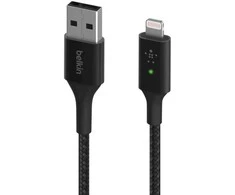 Belkin - išmanusis LED USB-A į „Lightning“ laidas, juodas