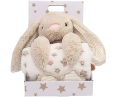 Carlo Baby - Fleece Blanket rusvai gelsvas Star &amp; Stuffed Animal rusvai gelsvas Rabbit (18433)