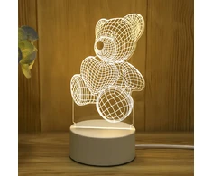 Realprices Naktinė lempa, dovanų meškiukas, 3D iliuzija, vaikų miegamojo stalas, USB