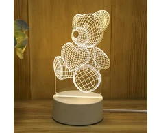 Realprices Naktinė lempa, dovanų meškiukas, 3D iliuzija, vaikų miegamojo stalas, USB