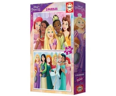Dėlionė Maki Educa – 2x100 Disney Princess medinių dėlionių (80-19298)