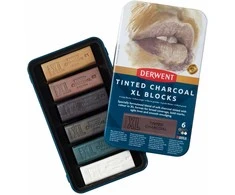 „Derwent“ – „Spalvotos anglies XL kaladėlės, 6 vnt. skardinėje“ (601057)