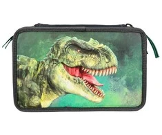 Dino World – Trigubas pieštukų dėklas – žalias su 3D efektu – (0412475)