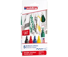 Marker edding - 4500 Tekstilės žymeklių rinkinys 5 vnt., Pagrindinės spalvos - (706716)