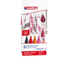 edding - 4500 Tekstilės žymeklių rinkinys, 5 vnt. Šiltos spalvos - (706825)