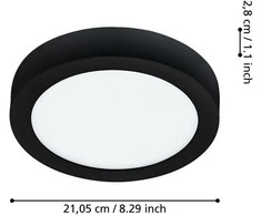 EGLO - Fueva-Z lubinis šviestuvas juodas Ø21 - TW - Zigbee, Bluetooth