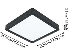 EGLO - Fueva-Z lubinis šviestuvas juodas 21x21 - TW - Zigbee, Bluetooth