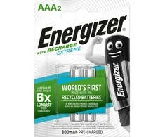 Energizer - Įkraunamos „Extreme Eco AAA“ baterijos 800mAh, 2 vnt. pakuotė