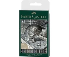 Faber-Castell - Pitt Artist Pen India ink Pilkas &amp; Juodas 8ct (167171)