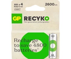 GP Battery GP - ReCyko įkraunamos baterijos, AA dydžio, 2600 mAh, 4 vnt. pakuotė
