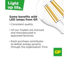 GP – LED lempos kaitinimo siūlas, šaldytas mini gaublys, E27, 1,2 W (15 W), 136 lm