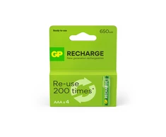 GP Battery GP - Įkraunamos baterijos, AAA dydžio, 650 mAh, 4 vnt. pakuotė
