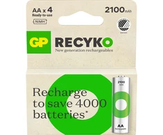 GP Baterija GP - „ReCyko“ įkraunamos baterijos, AA dydis, 2100 mAh, 4 vnt. pakuotė