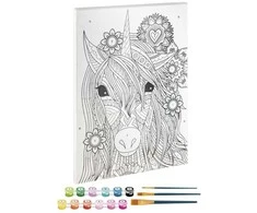 Icom Grafix - Tapyti pagal skaičius Vienaragio drobė - 30x40cm +12 dažų - (K-150055)