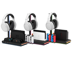 „iMP Tech“ – DLX2 LED daugiafunkcis įkrovimo stovas, skirtas „Switch 2“, „Switch“ ir OLED ekranams – juodas