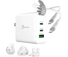 J5J5Create J5create - 65W GaN USB-C 3-Port Travel Charger w/ Interchangeable Plugs