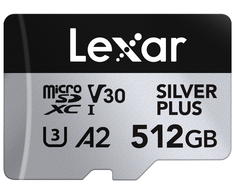 Atminties kortelė Lexar Micro SDXC Professional Sidabrinis Plus UHS-I/U3/A2/4K R205/W150 (V30) 512GB
