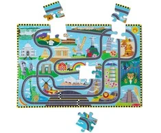 Dėlionė Melissa &amp; Doug - Grindų dėlionių ir žaidimų rinkinys Lenktynių trasa (806125)