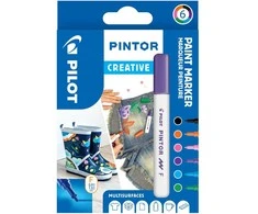 Pilot Pen Pilot - Pintor Creative žymeklių dėžutė su 6 klasikinėmis spalvomis (smulkus galiukas)