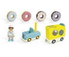 Playmobil – JUNIOR: Pašėlusi spurgų sunkvežimis su krovimo ir rūšiavimo funkcija (71702)