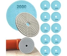 Realprices 10 deimantinių poliravimo diskų, 80 mm, porceliano plytelių šlifavimui su „Velcro“ 2000
