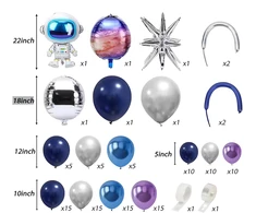 Realprices Balionų girlianda Astronauto gimtadienio balionų rinkinys 108 vnt.