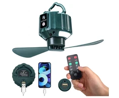 Nešiojamas 2 viename lubų ventiliatorius palapinei, miegamajam, stovyklavimui, USB, 5200 mAh