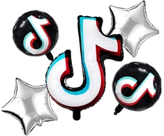 Realprices „TikTok“ užrašų balionų rinkinys gimtadieniams, gimtadienio šventėms, 5 vnt.