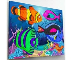 SPLAT PLANET - Clay painting on canvas 30x40cm - The Ocean (777680)