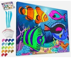 SPLAT PLANET - Clay painting on canvas 30x40cm - The Ocean (777680)