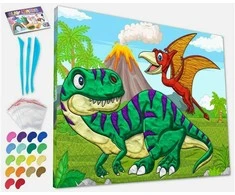SPLAT PLANET - Clay painting on canvas 30x40cm - Dinosaurs (777689)