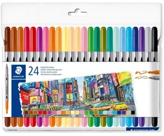 Staedtler - Dvigubo antgalio žymekliai, 24 vnt. Įvairūs (3200 C24P)