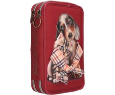 Top Model TOPModel - Double Pieštukas Case FUR EVER FRIENDS - Deep, Warm Raudona