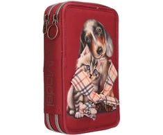 Top Model TOPModel - Double Pieštukas Case FUR EVER FRIENDS - Deep, Warm Raudona