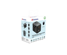 Verbatim kelioninis adapteris EU/UK/US GaN 2xUSB-A/2xUSB-C PD 65W UTA-05 juodas 32120