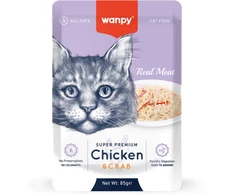 wanpy - Wanpy kačių retortų maišelis su vištiena ir krabais, 85 g - 85 g