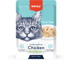 wanpy - Wanpy kačių retortų maišelis su vištiena ir menke 85 g - 85 g