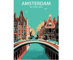 Omaart Paveikslinis Amsterdamas: Tiltas ir dviratininkai