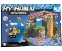 Minecraft stiliaus magnetinis blokelių / kaladėlių rinkinys - 120 vnt